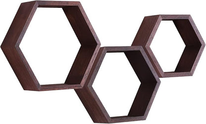 Hexagon Shelves, Floating Wall Shelf, Honeycomb Octagon Cube Shelves Wood | by PHOENANCEE