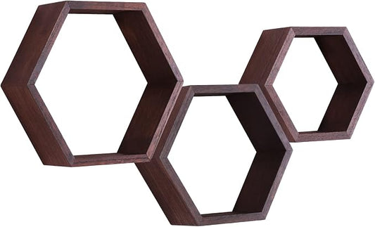 Hexagon Shelves, Floating Wall Shelf, Honeycomb Octagon Cube Shelves Wood | by PHOENANCEE