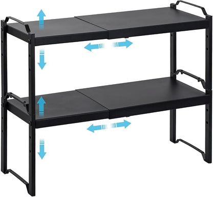 Expandable Cabinet Shelf Organizer, Adjustable kitchen Countertop Storage | 2 by X-cosrack