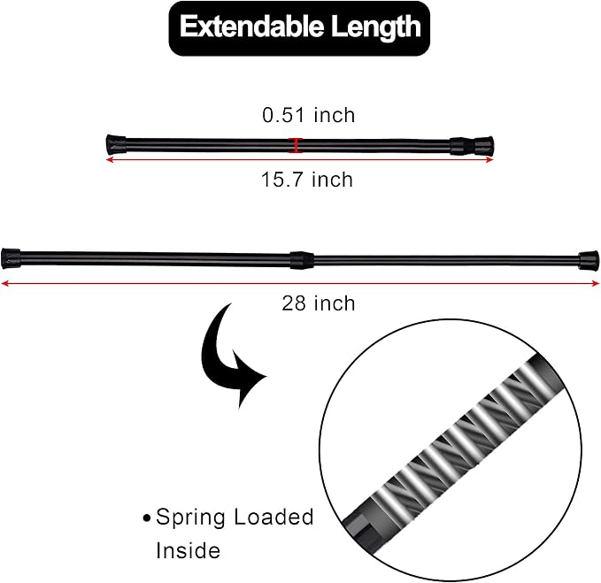 SIQUK 6 Pack Cupboard Bars Adjustable Spring Tension Rods Black Refrigerator - Image 3