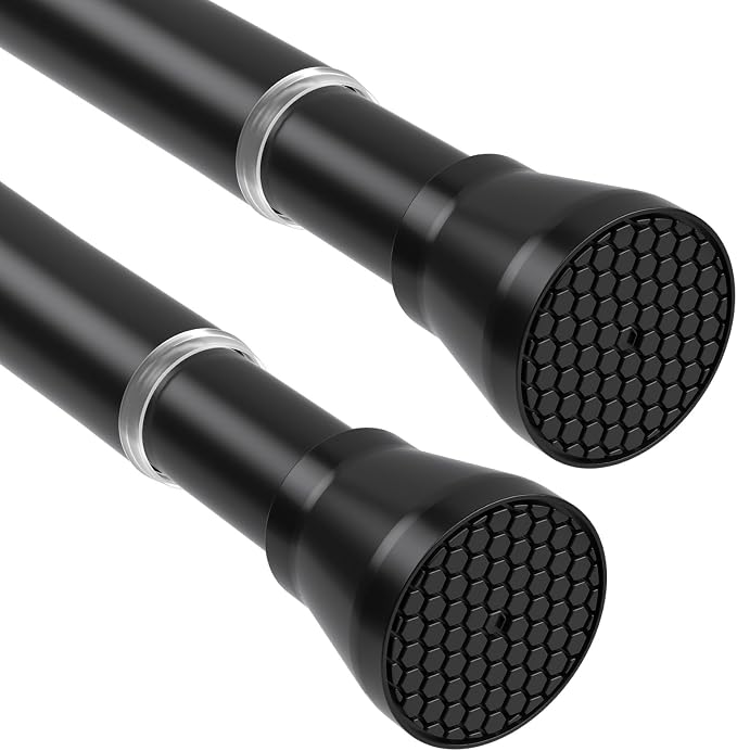 Tension Curtain Rod 2Pack Black Tension Rod Adjustable Curtain Rod No Drilling by HAOYUNTE