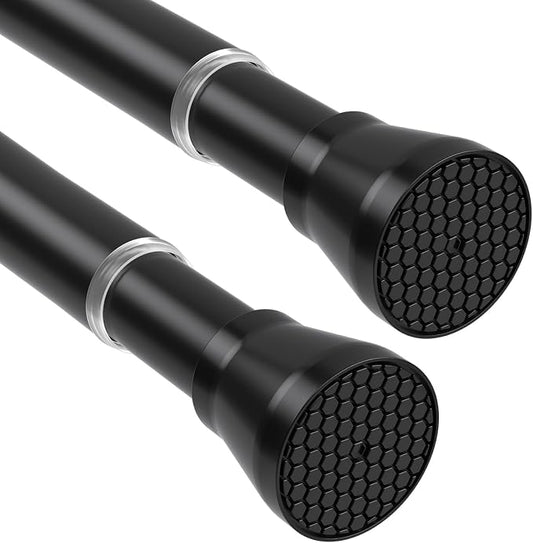 Tension Curtain Rod 2Pack Black Tension Rod Adjustable Curtain Rod No Drilling by HAOYUNTE
