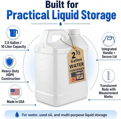kitchentoolz 4‑Pack 2.5 Gallon Water Jugs – HDPE Water Containers - Image 3