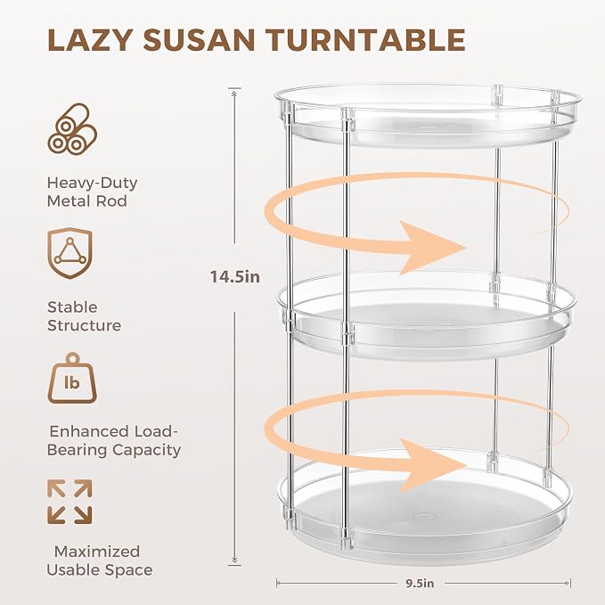 2 Pack 3 Tier Lazy Susan Organizer - Image 2