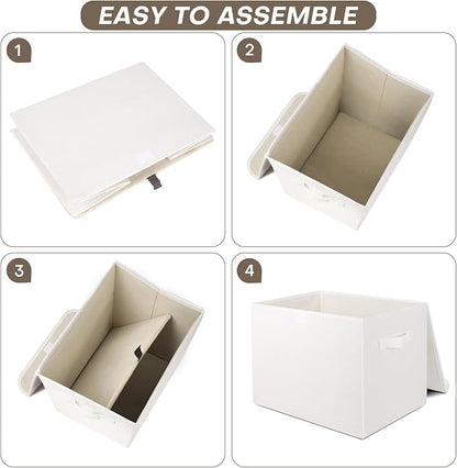 Large 22 Quart Linen Fabric Foldable Storage Bin Cube Organizer Basket - Image 5