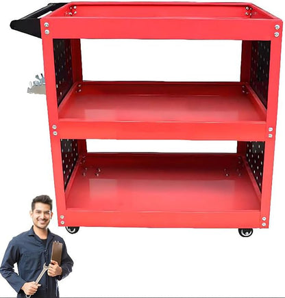 ICEMOB Red, 3 Tier Rolling Tool Cart Mobile Work Table, Garage Tool Organizer by Unknown