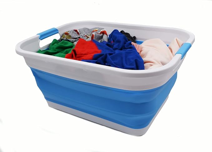 SAMMART 41L Collapsible Plastic Laundry Basket-Foldable Pop Up Storage - Image 5