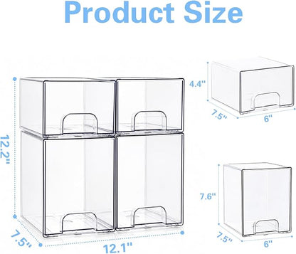 Baby Bottle Organizer, 4 Pack Clear Acrylic Stackable Storage Drawers, Baby - Image 3