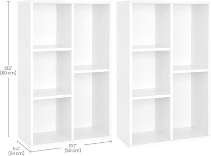 VASAGLE Set of 2 Bookcases, Bookshelves, 5 Compartments, Freestanding Shelves - Image 3