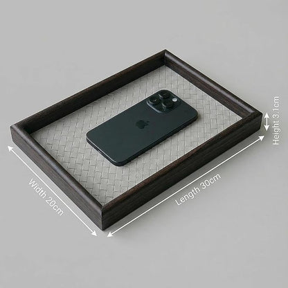 Wooden Valet Tray with Leather Base - Image 8