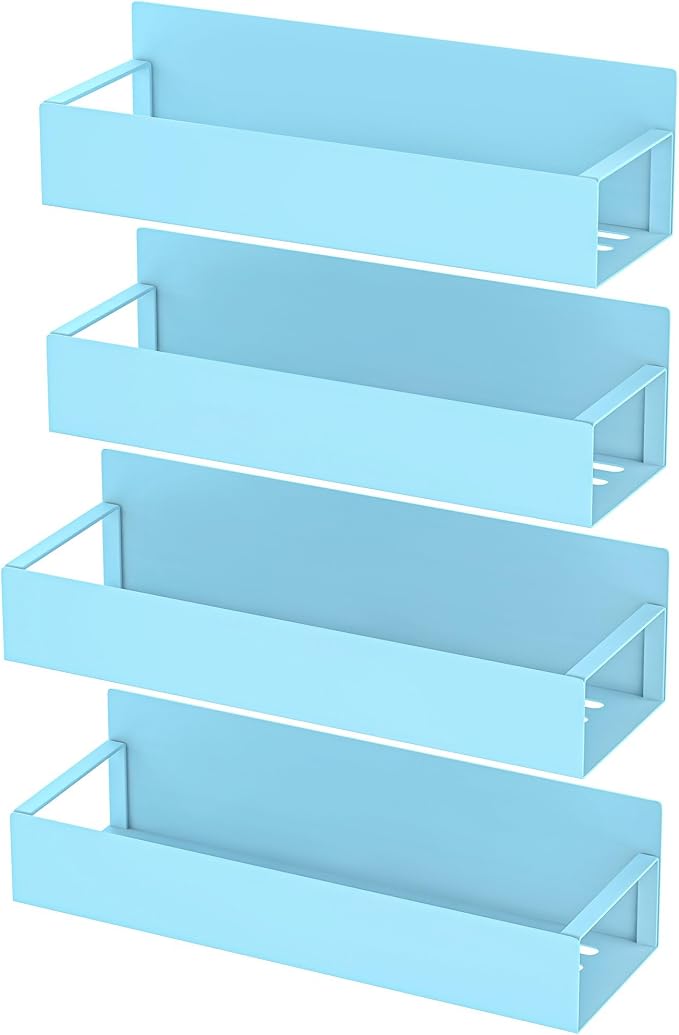Metal Magnetic Spice Rack for Refrigerator Blue, 4 Pack | Magnetic Shelves - Image 5