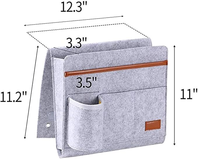 Bringsine Bedside Caddy, Felt Bed Storage Organizer Hanging Bag Holder - Image 7