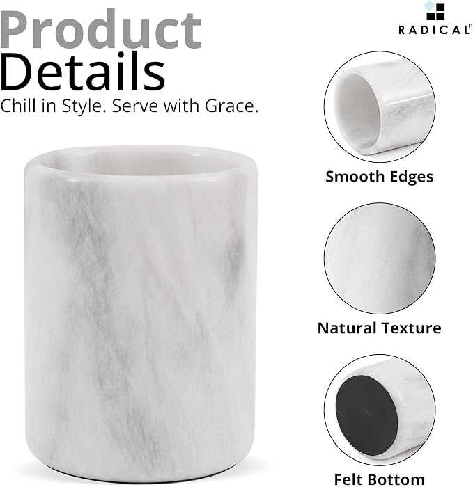 Radicaln Marble Wine Chiller 6.5" Inches White Handmade Insulated Cooler - Image 5