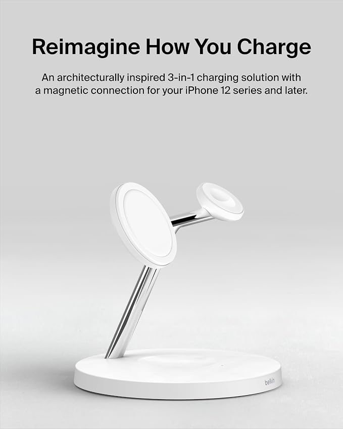 Belkin MagSafe Charger, 3-in-1 Wireless Charging Stand, 2ND GEN, 33% Faster - Image 4