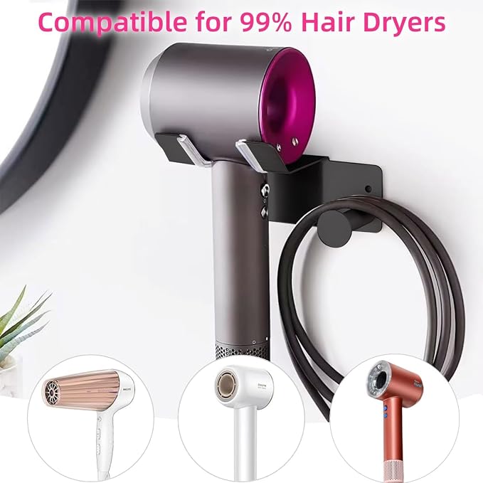 Hair Dryer Holder, Hair Dryer Holder Wall Mounted, Self Adhesive Blow Dryer - Image 2