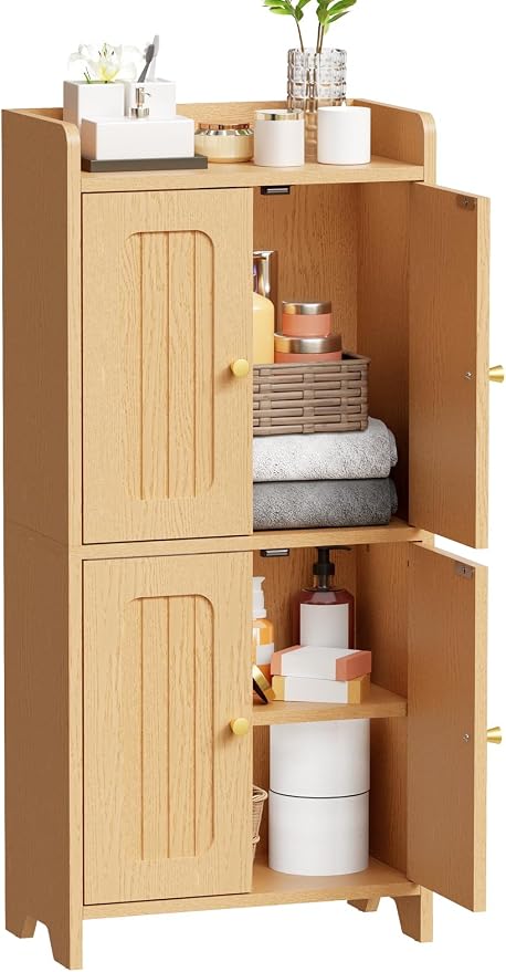 BEWISHOME Small Floor Cabinet, Toilet Paper Storage, Bathroom Storage Cabinet | - Image 9