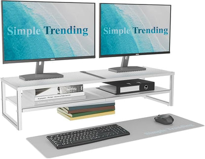 Simple Trending 2 Tier Metal Dual Monitor Stand Riser, Computer Office Desktop by SimpleTrending