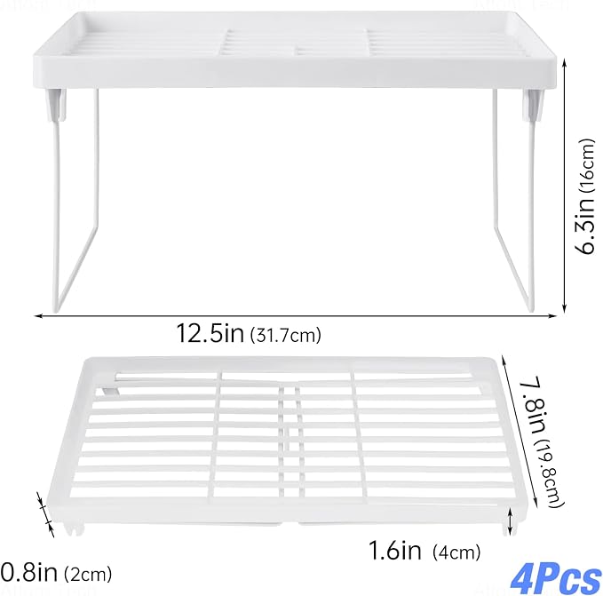 NiHome 4-Pack Stackable Plastic Kitchen Storage Shelf Foldable Rack, Expandable - Image 6