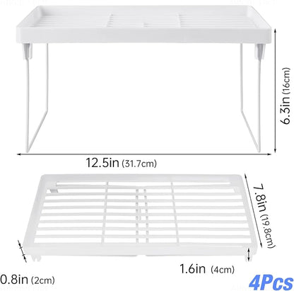 NiHome 4-Pack Stackable Plastic Kitchen Storage Shelf Foldable Rack, Expandable - Image 6