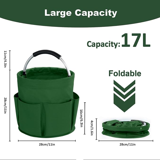 17L Cleaning Caddy with Handle, Cleaning Supplies Organizer, Foldable Storage - Image 4