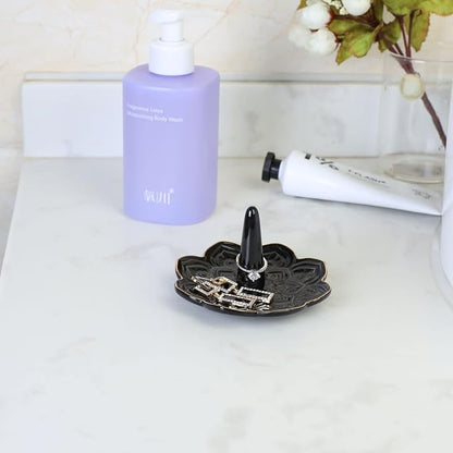 Ceramic Black Mandala Jewelry Holder Decorative Ring Holder/Trinket Tray - Image 5