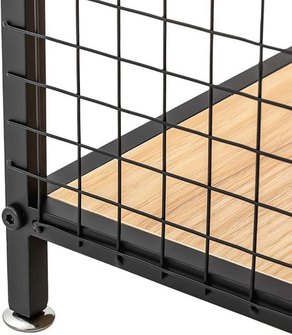 3-Tier Shelving Unit, Metal Small Bookshelf, Rustic Wood Storage Shelf - Image 7