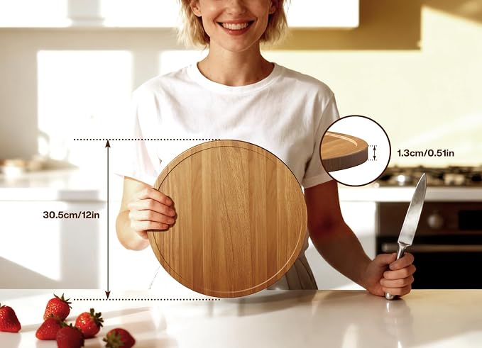 12" Acacia Wood Lazy Susan Turntable Organizer - Image 7