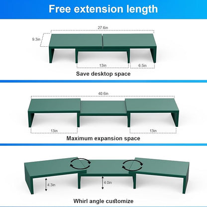 Dual Monitor Stand for Desk, Metal Computer Stand, Desk Shelf Riser, Desktop - Image 3