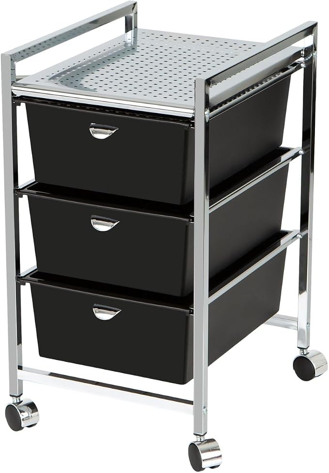 Pibbs D23 Metal Salon Roller Cart, 3 XL Removable Drawers, Heavy-Duty Utility by Pibbs