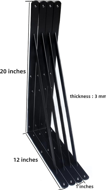 16 Pack L20 x H 12" Black Heavy Duty Shelf Brackets - Image 2