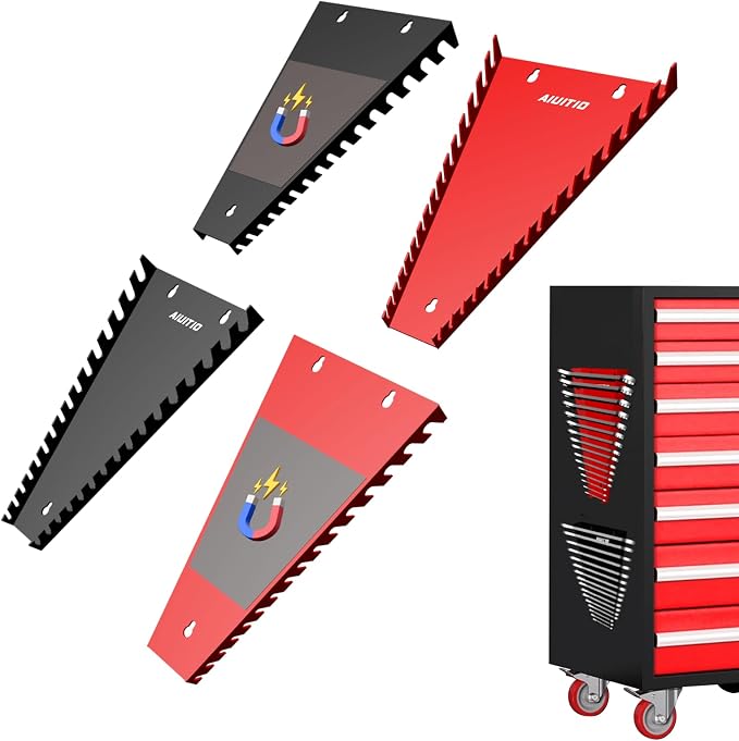 4 Pack Magnetic Wrench Organizer, 64-Slot Magnetic Wrench Organizer Tray by AIUITIO