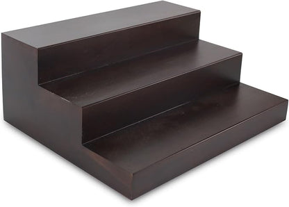 BARsics 3 Tiered Walnut Wood Liquor Bottle Shelf, Back Bar Riser Display by BARsics