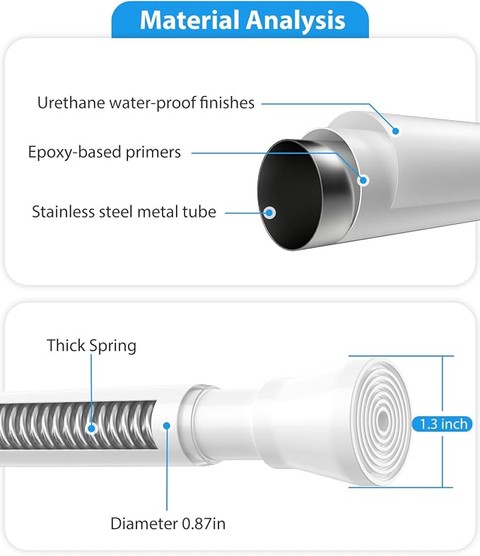 Spring Tension Curtain Rod 30 to 64 Inch, Adjustable Curtain Rods No Drilling - Image 4