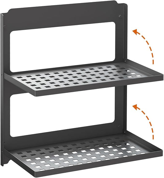 2-Tier Folding Metal Shelf Wall Mounted | Small Foldable Wall Shelf | Dorp Down by SKIKEN