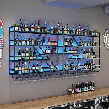 95in Large Wall Mounted Wine Rack 4 Tier Metal Wine Bottle Holder Modern by RAJYQODIS