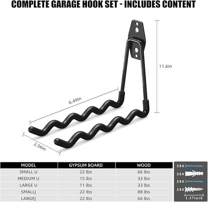 Garage Hooks, 4 Pack Wave Hooks - Image 2