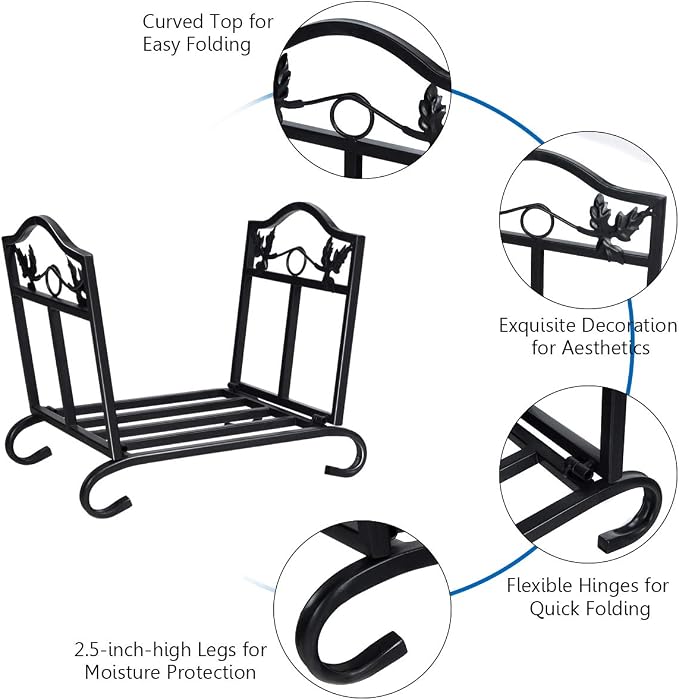 Portable Firewood Rack, Folding Heavy Duty Log Storage Rack Lightweight Suitable - Image 3