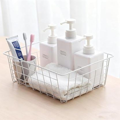 4 Pack White Wire Baskets for Pantry, Small White Metal Storage Basket for - Image 9
