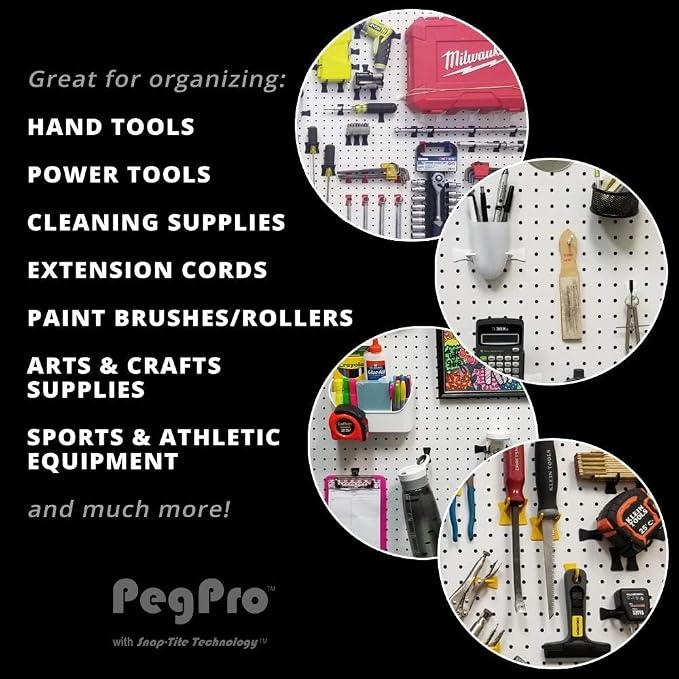 PegPro® J Hooks Kit for Standard “Wood Fiber” pegboard – Durable Plastic - Image 4