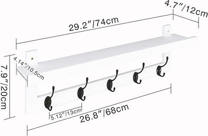 SMIBUY Coat Hooks with Shelf Wall-Mounted, 29.2 Inch Entryway Coat Rack - Image 5