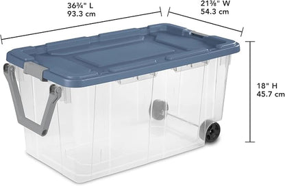 160 Quart Extra Large Clear Rolling Storage Bins 2-Pack, - Image 4