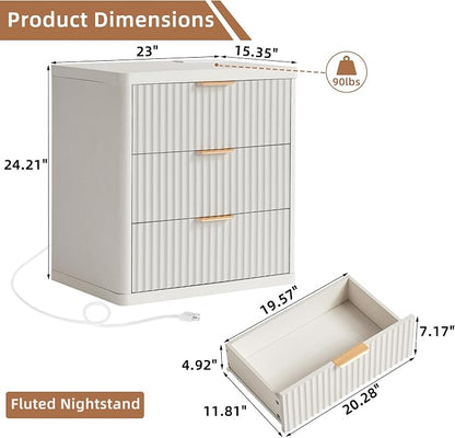 LEYAOYAO 23" Wide Fluted Night Stand - Image 2