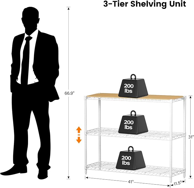 Homeiju 3-Shelf Storage Rack, Heavy Duty - Image 8