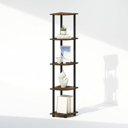 Furinno Turn-N-Tube Storage Shelves, 5-Tier Book Shelf, Corner Shelf, Toolless - Image 6
