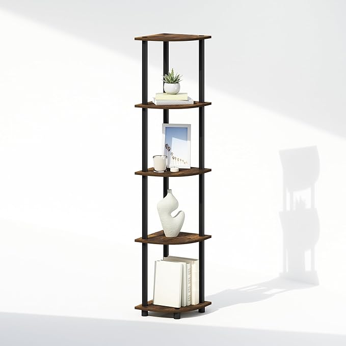 Furinno Turn-N-Tube Storage Shelves, 5-Tier Book Shelf, Corner Shelf by Furinno-FitsYourSpaceFitsYourBudget