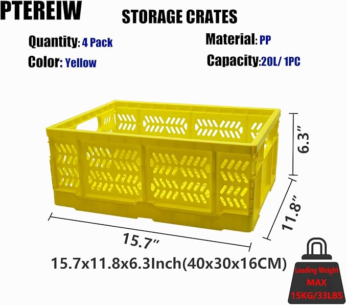 20L Folding Crate, Collapsible Storage Crates - Image 2