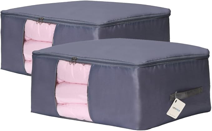 Comforter Storage Bags Pack of 2, Pillow Beddings/Blanket Clothes Organizer by VEAMOR