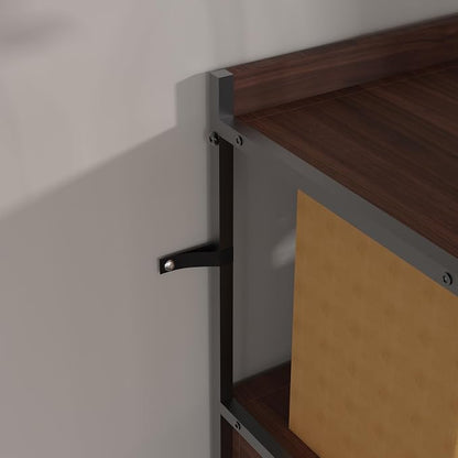 Bookshelf with Doors, 6-Tier Shelf with Storage Cabinet, Industrial Retro - Image 8