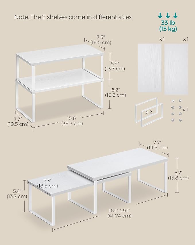 SONGMICS Cabinet Organizer Shelf, Kitchen Storage, Spice Rack, Expandable - Image 3