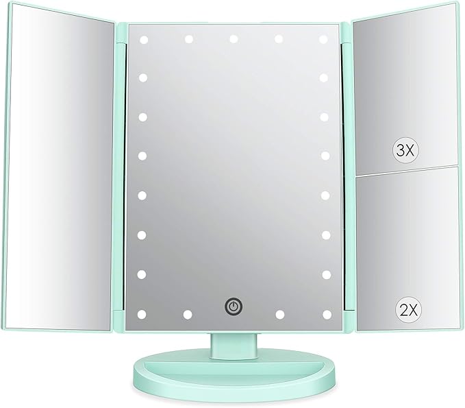 deweisn Tri-Fold Lighted Vanity Tabletop Mount Mirror by deweisn